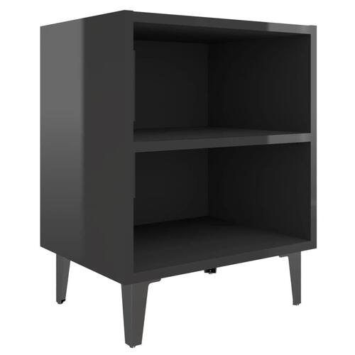 Sengebord med metalben 40x30x50 cm sort højglans