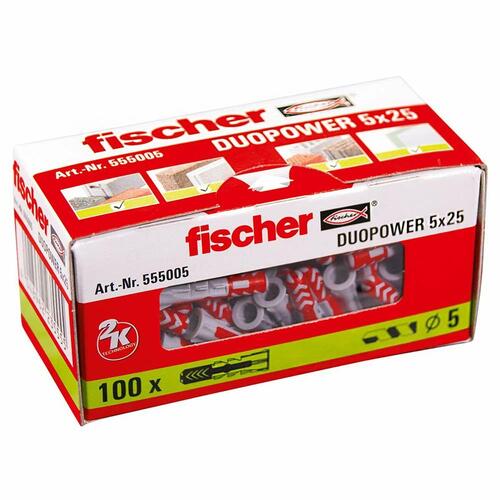 Rawlplugs Fischer DuoPower 555005 Ø 5 x 25 mm Nylon (100 enheder)