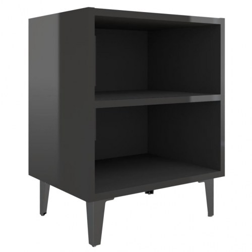 Sengeborde 2 stk. med metalben 40x30x50 sort højglans