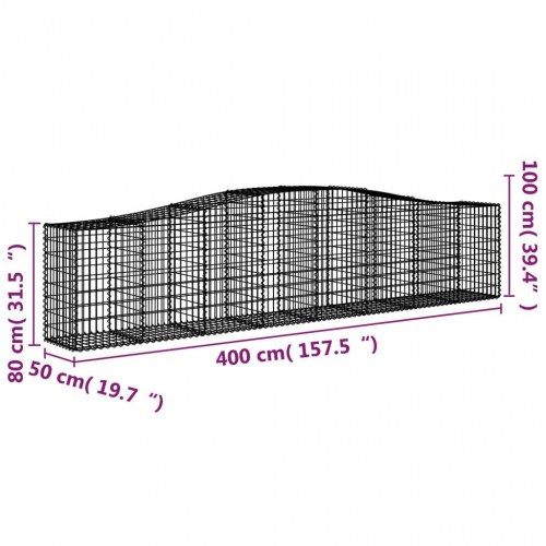 Buede gabionkurve - 3 stk. 400×50×80/100 cm i galvaniseret jern