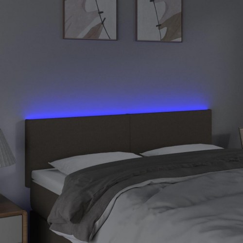 Sengegavl med LED-lys 144 x 5 x 78/88 cm - gråbrun