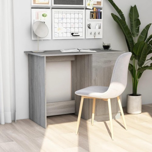 Skrivebord 100 × 50 × 76 cm i konstrueret træ - grå sonoma-eg med skuffe og låge