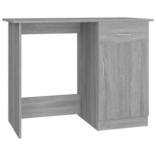 Skrivebord 100 × 50 × 76 cm i konstrueret træ - grå sonoma-eg med skuffe og låge