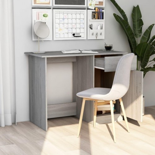 Skrivebord 100 × 50 × 76 cm i konstrueret træ - grå sonoma-eg med skuffe og låge