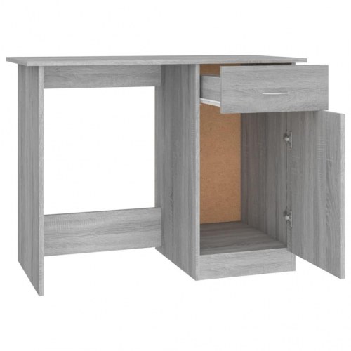 Skrivebord 100 × 50 × 76 cm i konstrueret træ - grå sonoma-eg med skuffe og låge