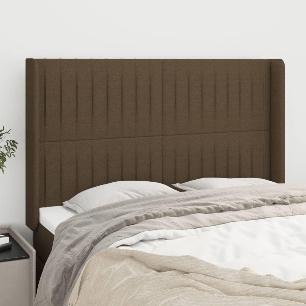 Sengegavl Med Kanter 83X16X78/128 Cm Stof - Mørkebrun / 147 x 16 x 118/128 cm