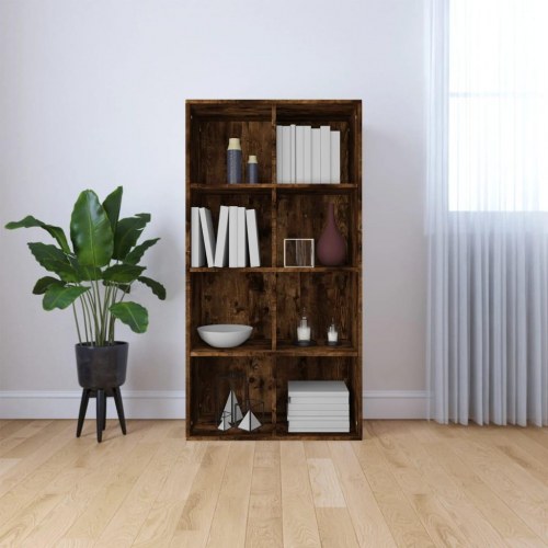 Bogreol/skænk 66×30×130 cm i konstrueret træ - røget egetræ