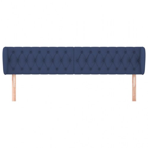 Sengegavl med kanter i stof 203 x 23 x 78/88 cm - blå