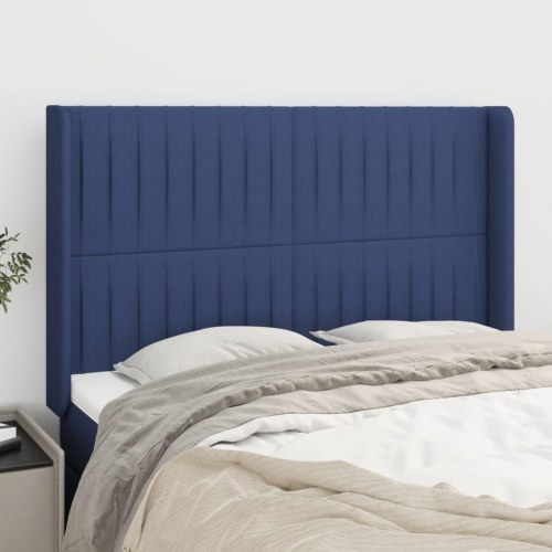Sengegavl med kanter 147 x 16 x 118/128 cm - blå