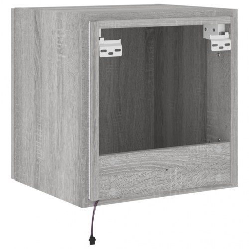 Væghængt tv-bord med LED-lys - grå sonoma-eg, 40,5 x 35 x 40 cm