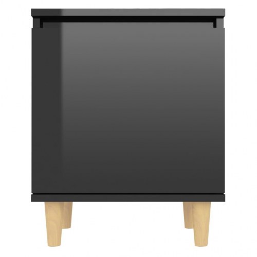Sengeskab m. massive træben 40x30x50 cm sort højglans