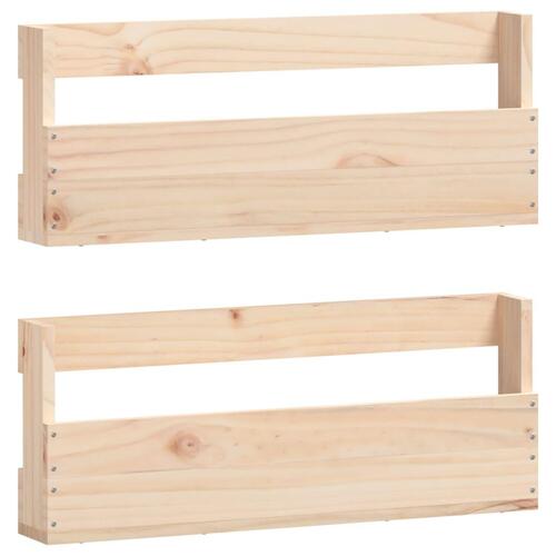Væghængte skohylder 2 stk. 59x9x23 cm massivt fyrretræ