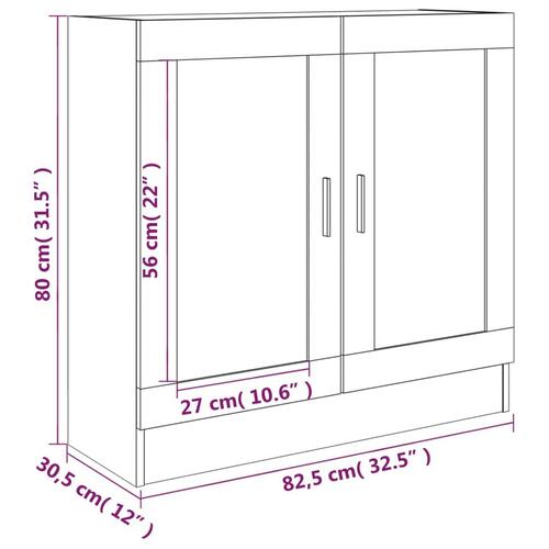 Vitrineskab 82,5x30,5x80 cm konstrueret træ brunt egetræ