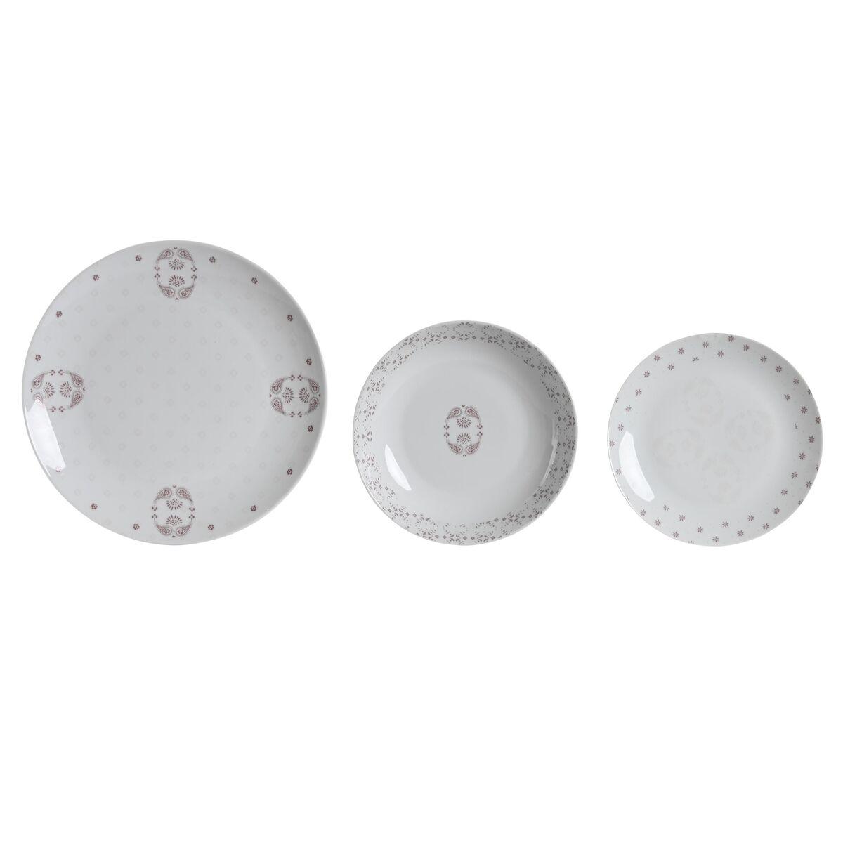 Spisestel Hvid Pink Porcelæn Scandi 18 Dele 27 x 27 x 3 cm