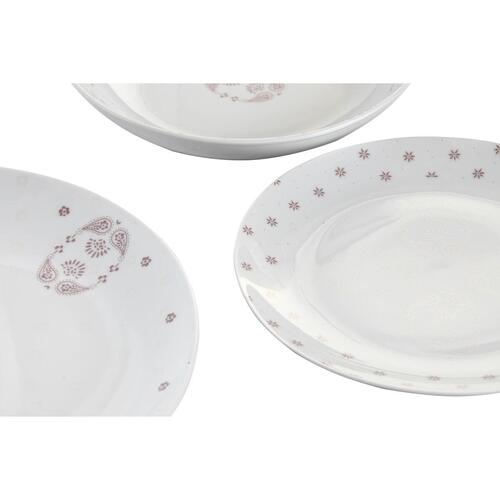 Spisestel Hvid Pink Porcelæn Scandi 18 Dele 27 x 27 x 3 cm
