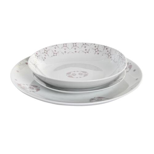 Spisestel Hvid Pink Porcelæn Scandi 18 Dele 27 x 27 x 3 cm
