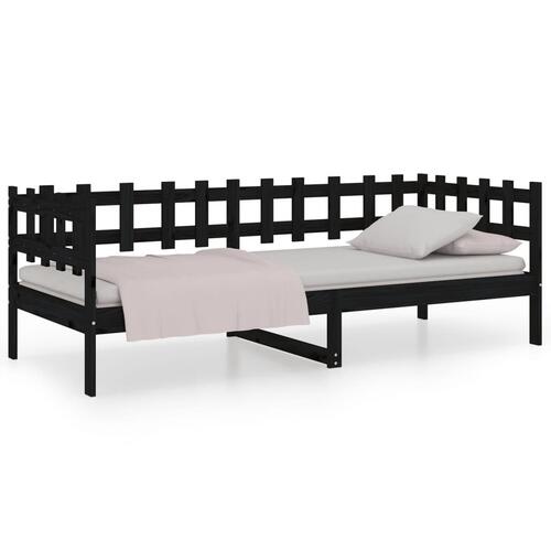 Daybed 90x200 cm massivt fyrretræ sort