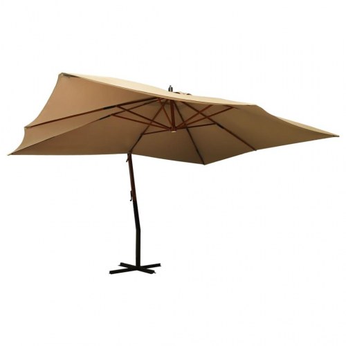 Hængeparasol 400x300 cm træstang gråbrun
