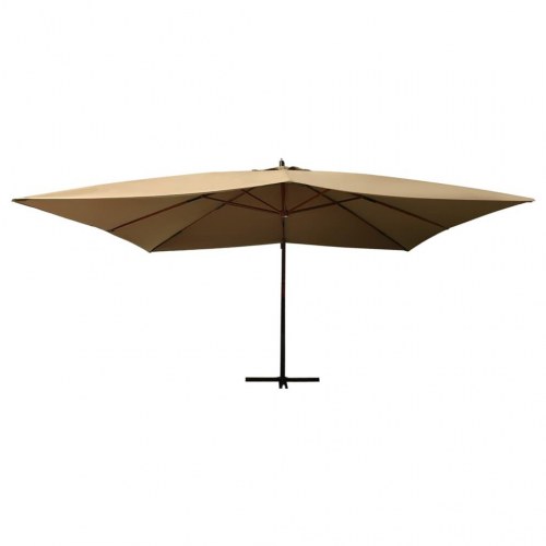 Hængeparasol 400x300 cm træstang gråbrun