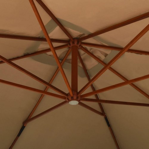 Hængeparasol 400x300 cm træstang gråbrun