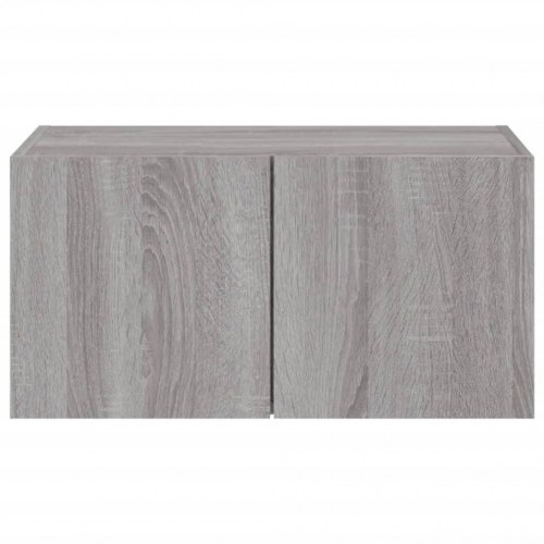 Væghængt tv-bord med LED-lys 60x35x31 cm grå sonoma-eg