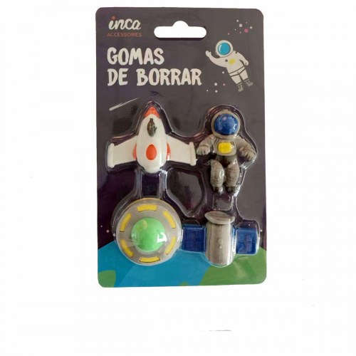 Viskelædere sæt Inca - astronaut og rumskib, 4 dele