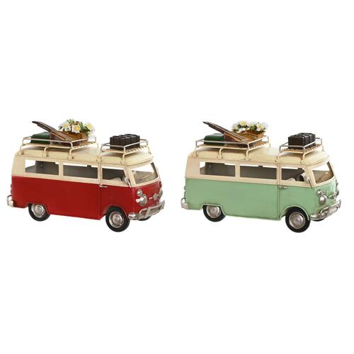 Dekorativ figur Home ESPRIT Varevogn Rød Grøn Vintage 25 x 12 x 17 cm (2 enheder)