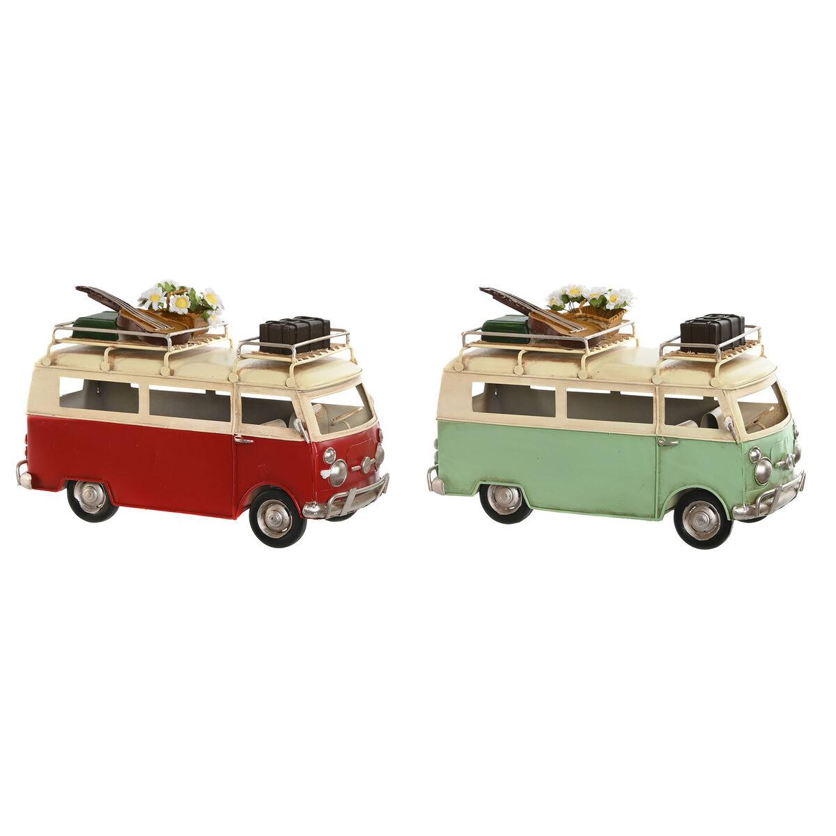 Dekorativ figur Home ESPRIT Varevogn Rød Grøn Vintage 25 x 12 x 17 cm (2 enheder)