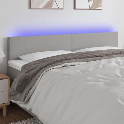 Sengegavl med LED-lys 180 x 5 x 78/88 cm - lysegrå