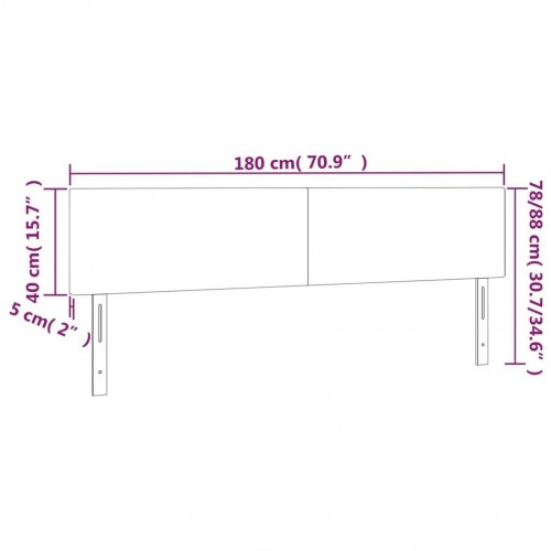 Sengegavl med LED-lys 180 x 5 x 78/88 cm - lysegrå