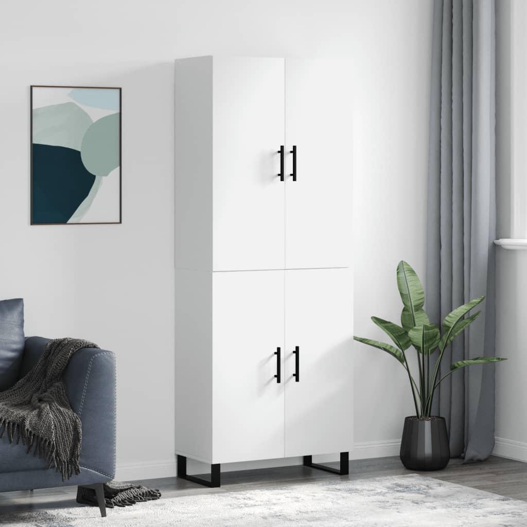 Højskab 69,5×34×180 cm i konstrueret træ - hvid med metalfødder