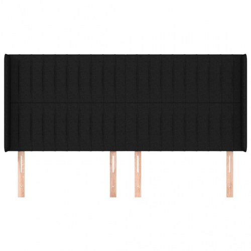 Sengegavl med kanter 163 x 16 x 118/128 cm stof - sort