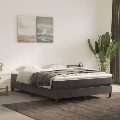 Boxspring sengeramme i fløjl - mørkegrå 140 x 190 cm