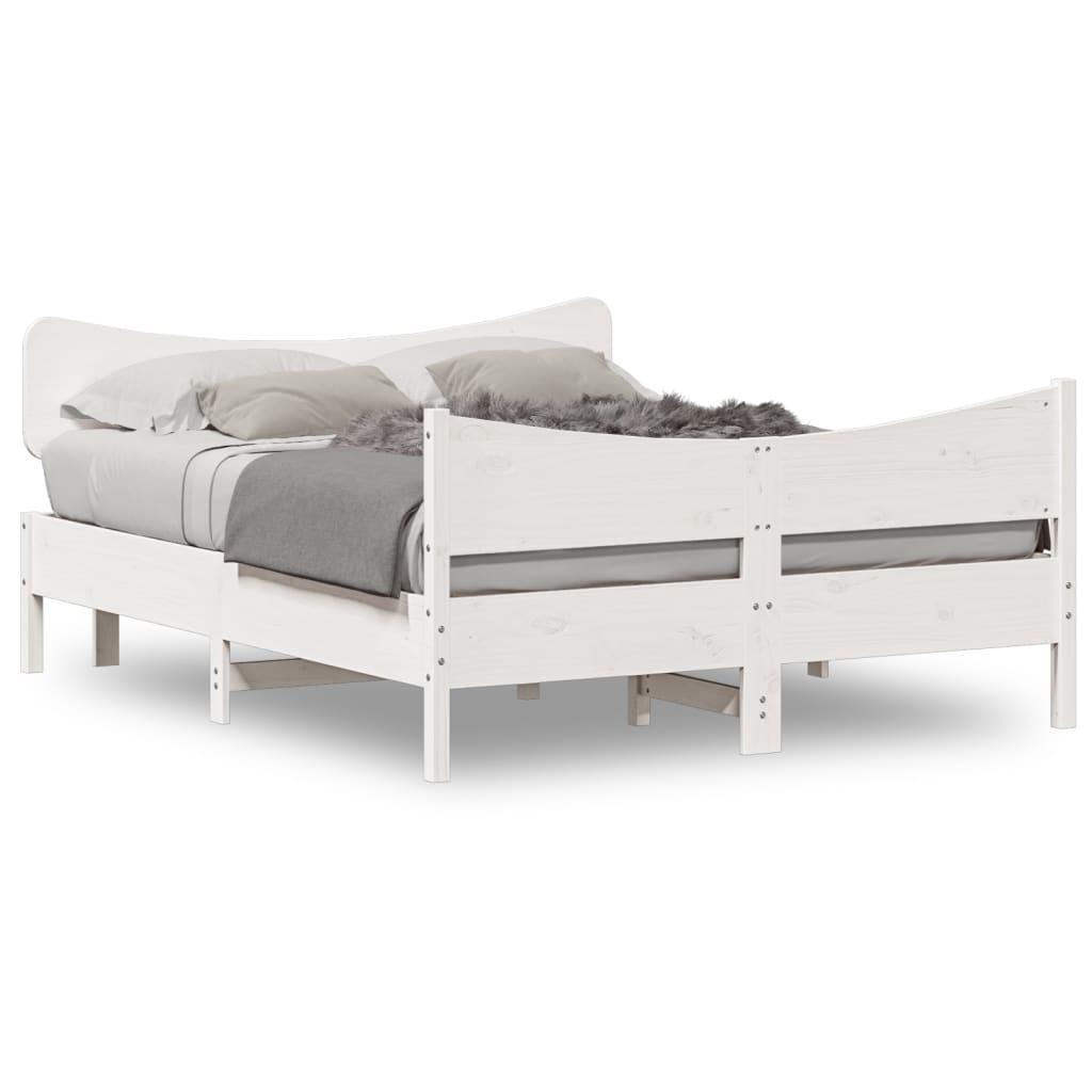 Sengeramme Uden Madras Massivt Fyrretræ - Hvid / 160 x 200 cm