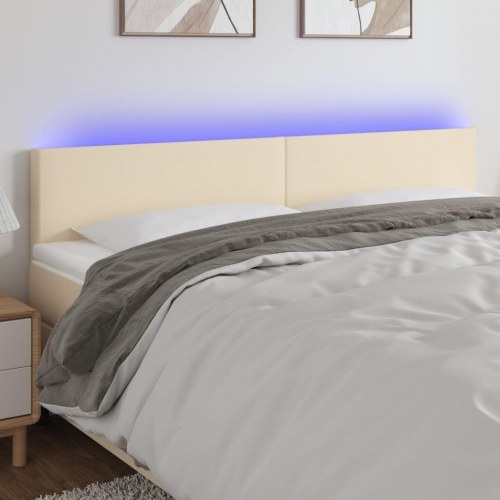 Sengegavl med LED-lys 180 x 5 x 78/88 cm - cremefarvet