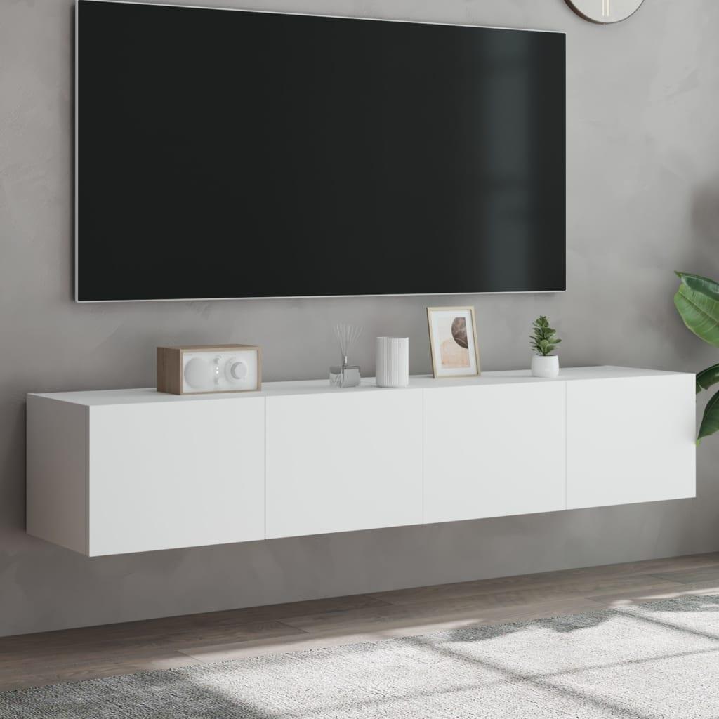 Væghængte tv-borde 2 stk. med LED-lys 80x35x31 cm hvid