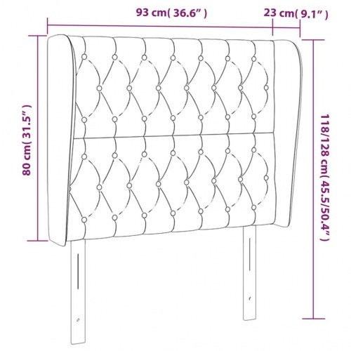 Sengegavl med kanter 93 x 23 x 118/128 cm - gråbrun