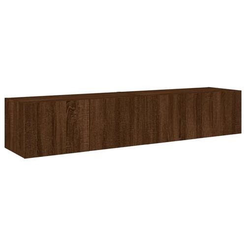 Væghængte tv-borde 2 stk. med LED-lys 80x35x31 cm brunt eg