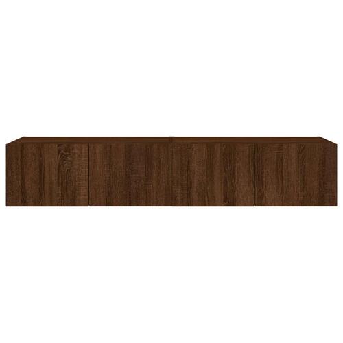 Væghængte tv-borde 2 stk. med LED-lys 80x35x31 cm brunt eg