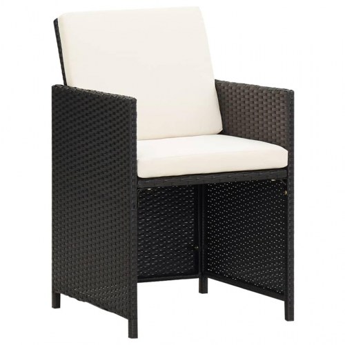 Havestole 2 stk. med hynder og puder - polyrattan, sort
