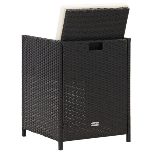 Havestole 2 stk. med hynder og puder - polyrattan, sort
