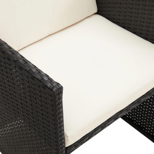 Havestole 2 stk. med hynder og puder - polyrattan, sort