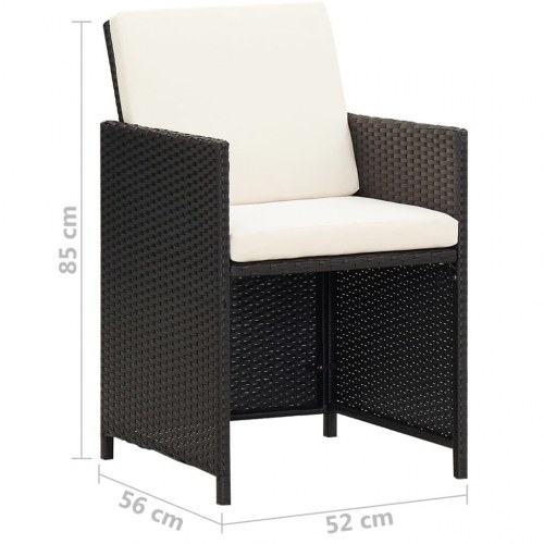 Havestole 2 stk. med hynder og puder - polyrattan, sort