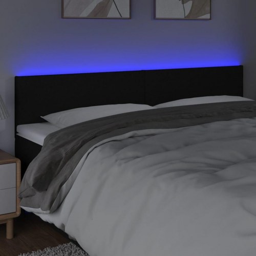 Sengegavl med LED-lys 200 x 5 x 78/88 cm - sort