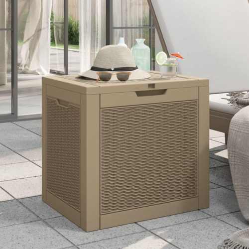 Opbevaringskasse til haven 118 l - polypropylen, 55,5×43×53 cm, lysebrun