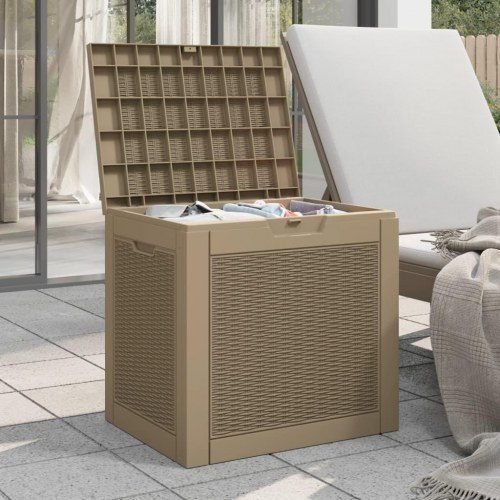 Opbevaringskasse til haven 118 l - polypropylen, 55,5×43×53 cm, lysebrun