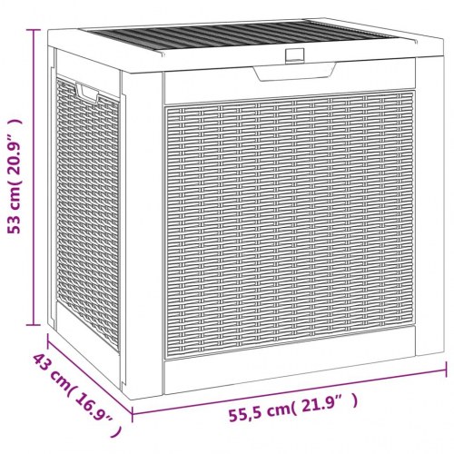 Opbevaringskasse til haven 118 l - polypropylen, 55,5×43×53 cm, lysebrun