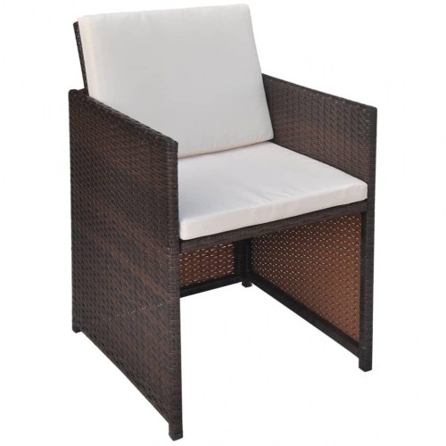 Havestole sæt á 2 med hynder - polyrattan, brun