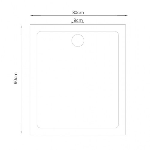 VidaX brusekar rektangulær ABS 80 x 90 cm sort