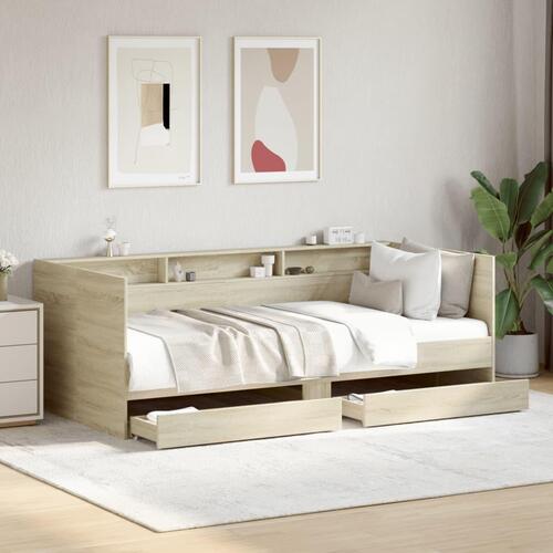 Daybed med skuffer uden madras 75x190 cm sonoma-eg